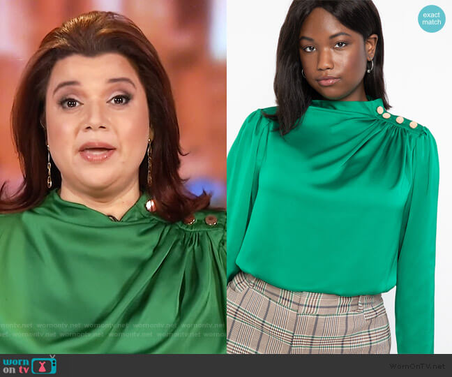 Satin Button Shoulder Top by Eloquii worn by Ana Navarro on The View