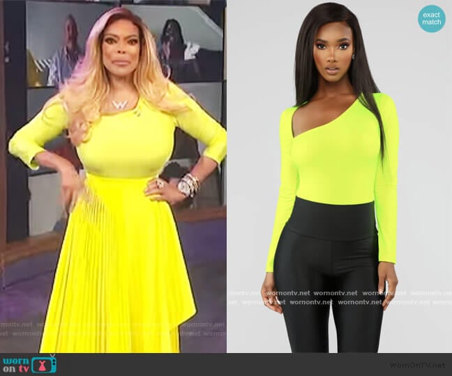 In The End Bodysuit - Neon Yellow by Fashion Nova worn by Wendy Williams on The Wendy Williams Show