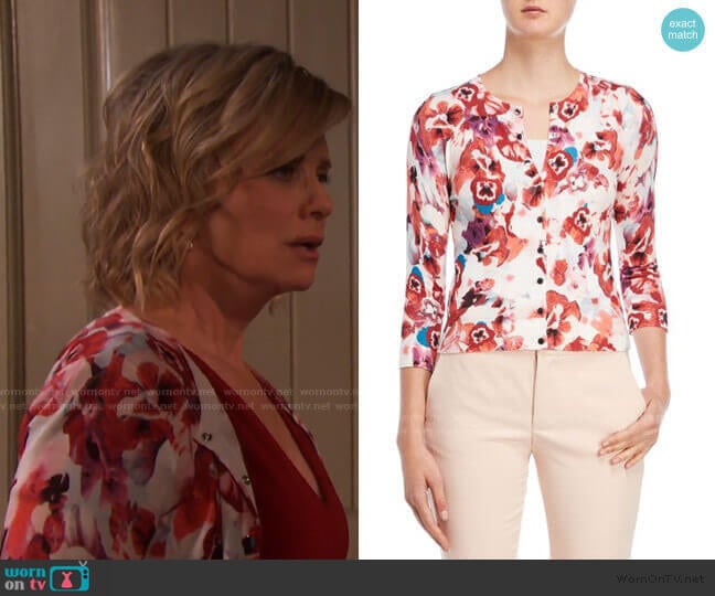 Floral Cardigan by Karen Millen worn by Kayla Brady (Mary Beth Evans) on Days of our Lives