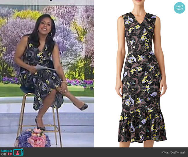 Floral Ruffle Hem Sheath by Suno worn by Sheinelle Jones on Today