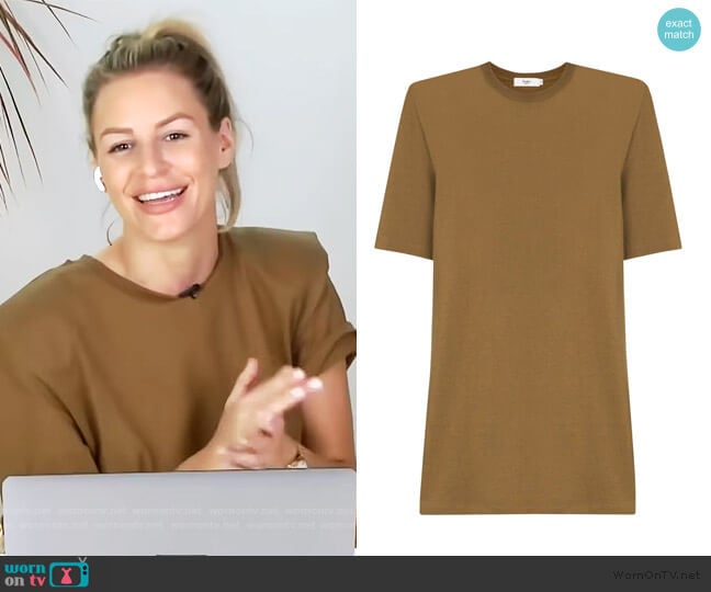 Sean padded shoulder T-shirt dress by Frankie Shop worn by Morgan Stewart on E! News