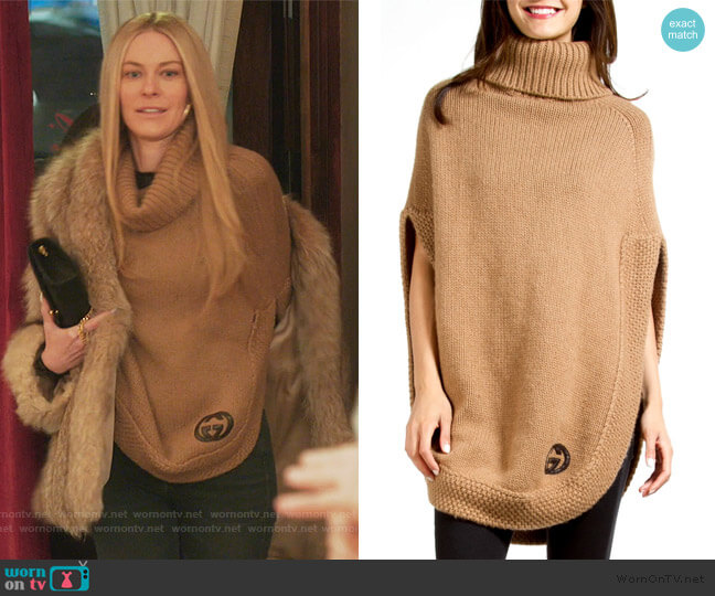 Camel Poncho by Gucci worn by Leah McSweeney  on The Real Housewives of New York City