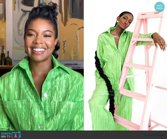 Tie Front Jumpsuit by Izayla worn by Gabrielle Union on GMA