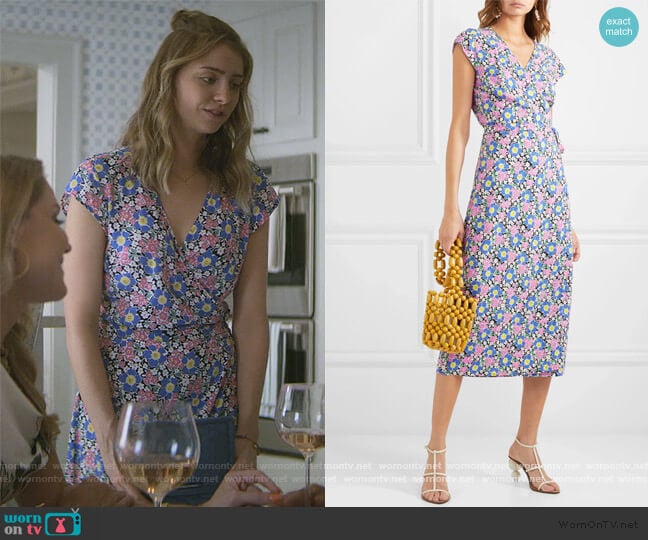 Fabrizia floral-print jersey wrap dress by J. Crew worn by Sterling Wesley (Maddie Phillips) on Teenage Bounty Hunters