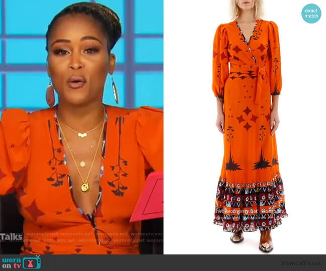 Printed Long Sleeve Dress by Jessie Western worn by Eve on The Talk