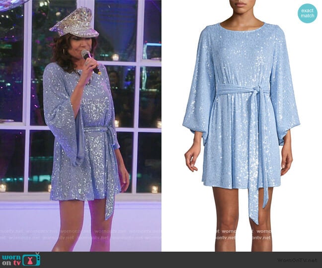 Maggie Sequined Belted Dress by Jay Godfrey worn by Luann de Lesseps on The Real Housewives of New York City