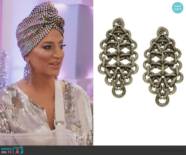 Sparkle Link Earrings by Jennifer Miller worn by Dorinda Medley on The Real Housewives of New York City