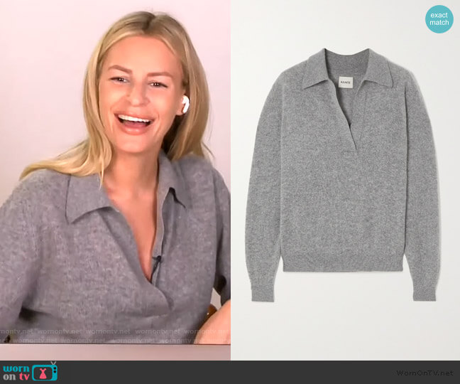 Jo V-neck Sweater by Khaite worn by Morgan Stewart on E! News