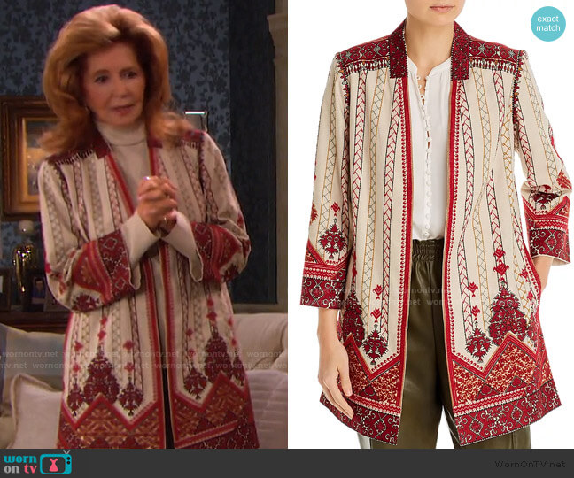 Embroidered Lexy Coat by Kobi Halperin worn by Maggie Horton (Suzanne Rogers) on Days of our Lives