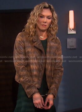 Kristen’s brown snake print jacket on Days of our Lives