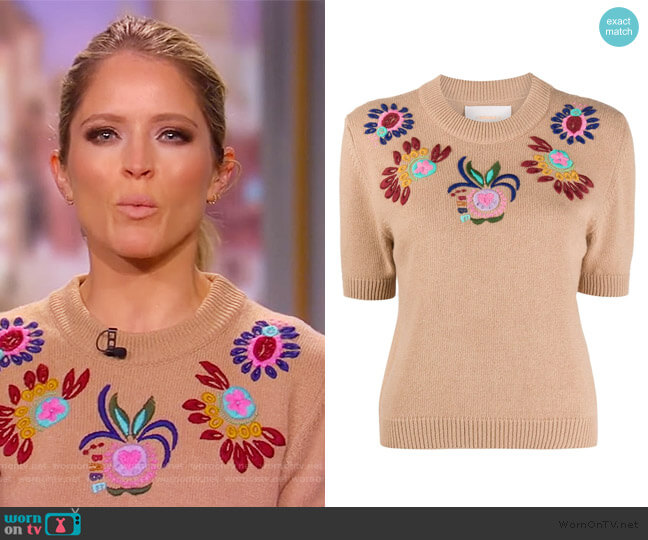 Embroidered Short-Sleeved Jumper by LA Doublej worn by Sara Haines on The View