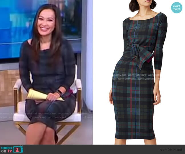 Plaid Thayna Sheath Dress by La Petite Robe di Chiara Boni worn by Eva Pilgrim on Good Morning America