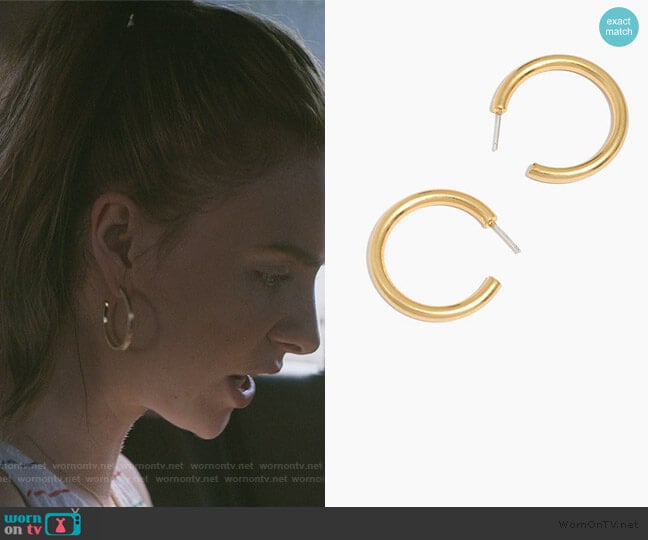 Chunky Medium Hoop Earrings by Madewell worn by Sterling Wesley (Maddie Phillips) on Teenage Bounty Hunters