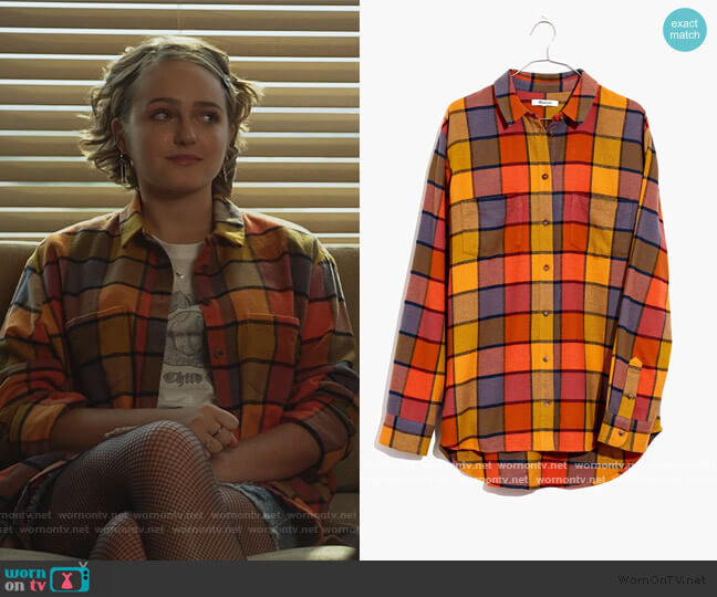 Flannel Sunday Shirt in Emmy Plaid by Madewell worn by Isabel  (Sophie Reynolds) on LA's Finest