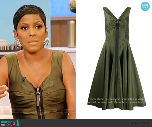 Zip-through bustier-inspired twill midi dress by Marni worn by Tamron Hall on Tamron Hall Show