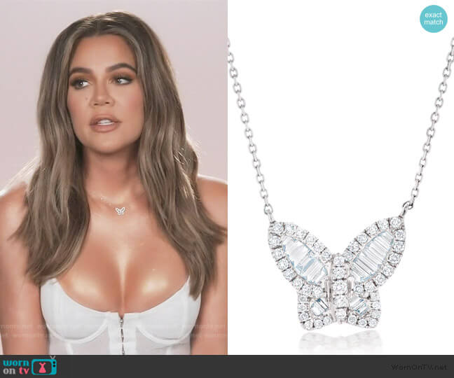 Large Diamond Butterfly Pendant by Nicole Rose worn by Khloe Kardashian  on Keeping Up with the Kardashians