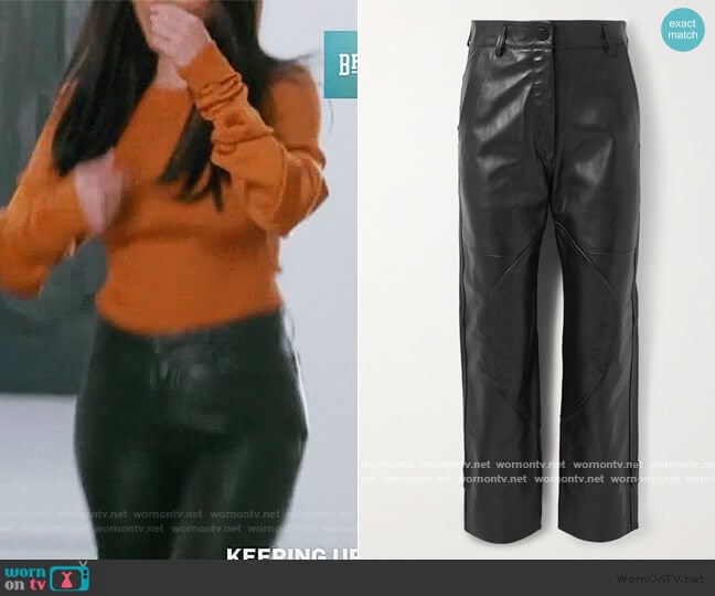 Hunter paneled leather straight-leg pants Petar Petrov worn by Kourtney Kardashian on Keeping Up with the Kardashians