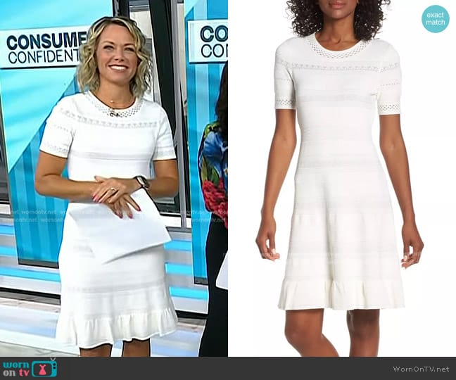 Pointelle Ruffle Hem Sweater Dress by Eliza J worn by Dylan Dreyer on Today