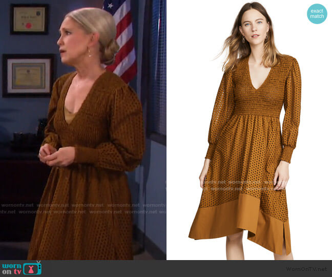 WornOnTV: Jennifer’s brown eyelet v-neck dress on Days of our Lives ...