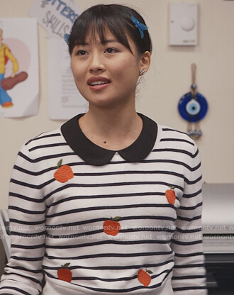 Rachelle’s stripe apple sweater on Trinkets