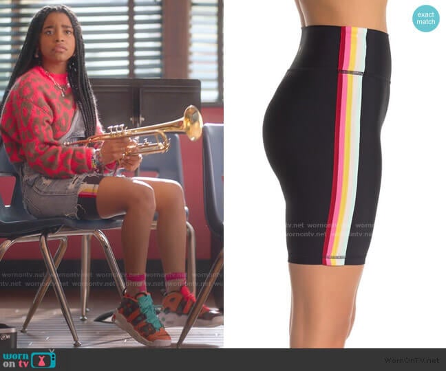 Rainbow Side Stripe Bike Shorts by Spiritual Gangster worn by Flynn (Jadah Marie) on Julie and the Phantoms