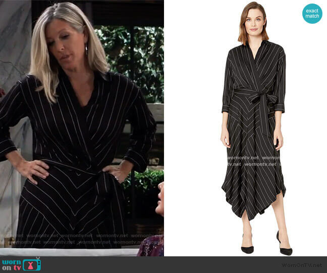 WornOnTV: Carly’s black stripe wrap dress on General Hospital | Laura ...