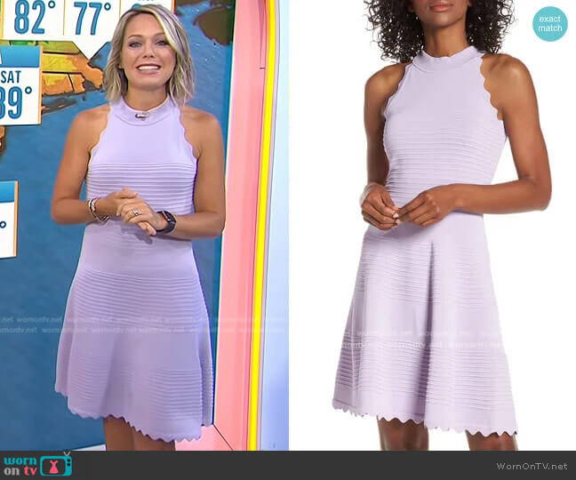 Scalloped Fit & Flare Sweater Dress by Eliza J worn by Dylan Dreyer on Today