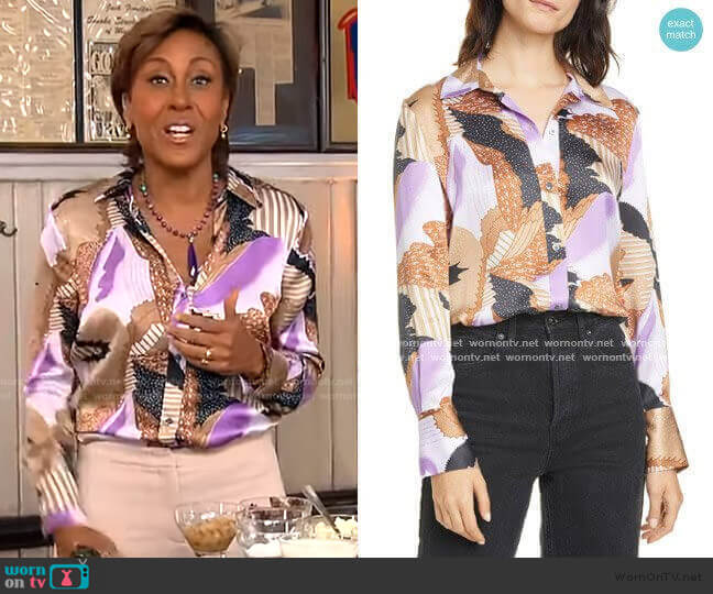 Sedienne Print Silk Blouse by Equipment worn by Robin Roberts on Good Morning America