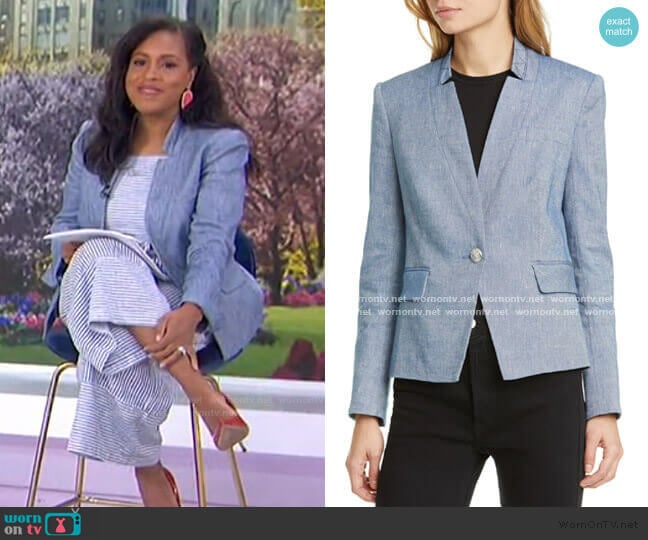 Slim-Fit High-Collar Blazer by Veronica Beard worn by Sheinelle Jones on Today