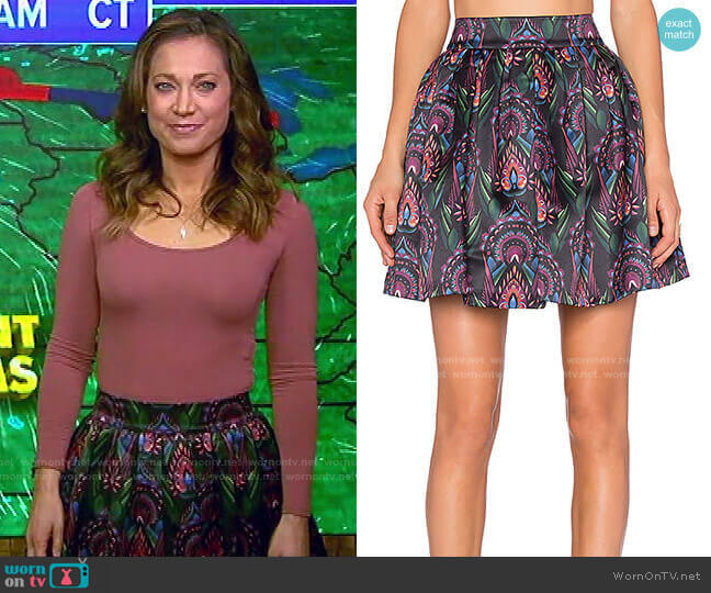 Stora Pleated Pouf Skirt by Alice + Olivia worn by Ginger Zee on Good Morning America