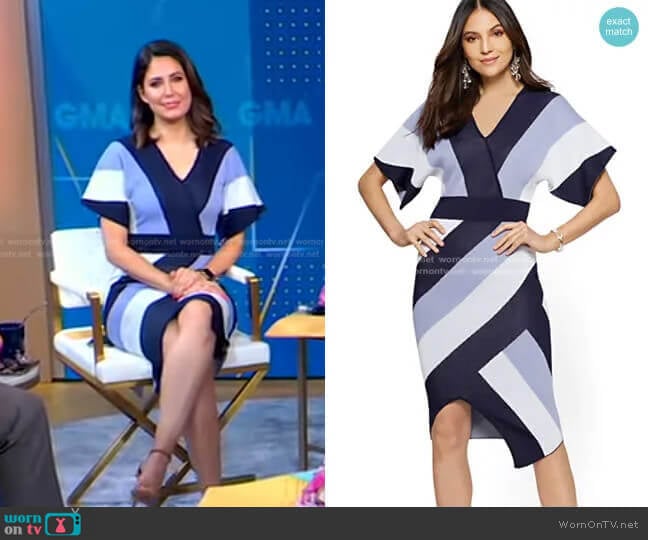 Stripe Wrap Sweater Dress by New York & Company worn by Cecilia Vega on Good Morning America