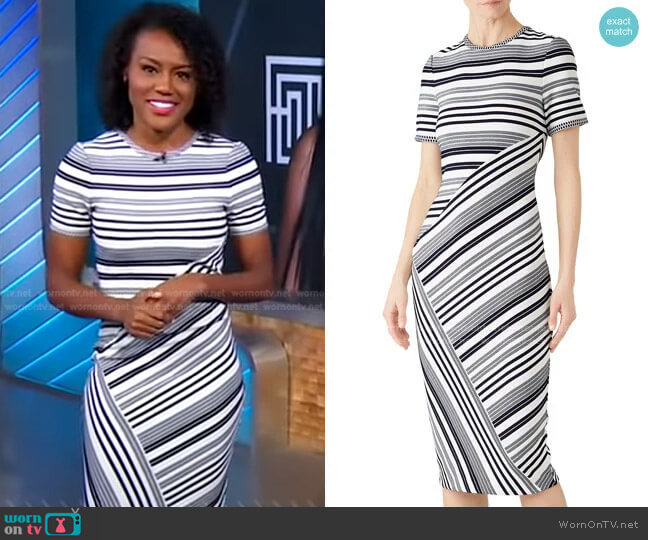 WornOnTV: Janai’s asymmetric striped dress on Good Morning America ...