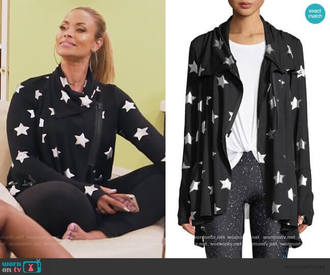 Foil-Printed Draped Zip-Front Jacket by Terez worn by Gizelle Bryant on The Real Housewives of Potomac