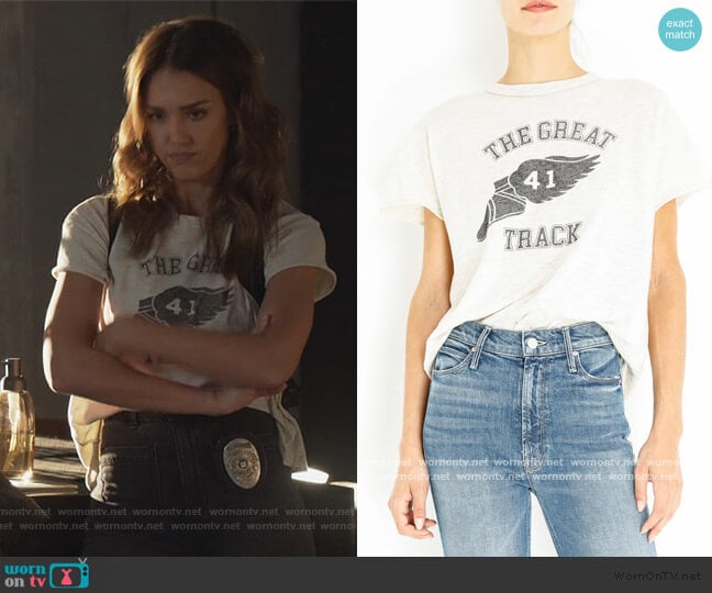 The Great 41 Track Tee by The Great worn by Nancy McKenna (Jessica Alba) on LA's Finest