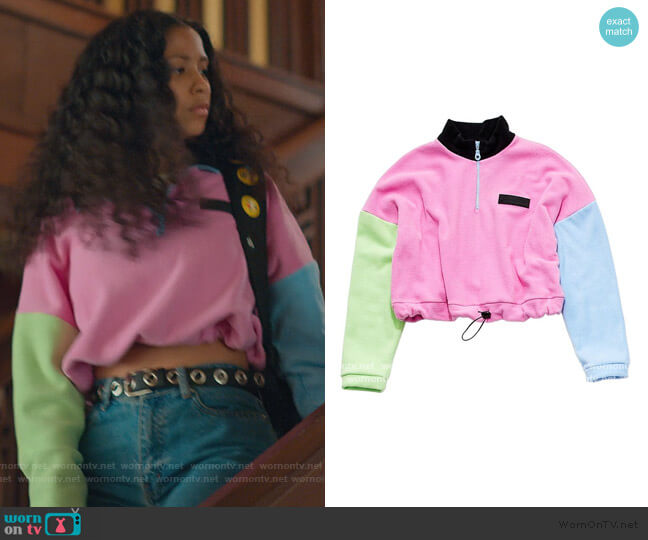 Colorblock Sweater by Hayley Elsaesser worn by Julie (Madison Reyes) on Julie and the Phantoms