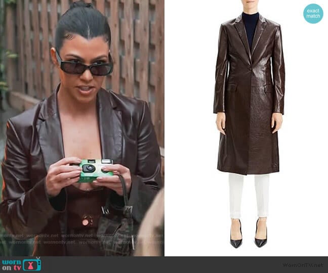 Varnished Leather Coat by Theory worn by Kourtney Kardashian on Keeping Up with the Kardashians