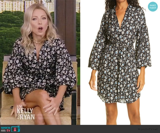 Samy Tie Waist Long Sleeve Dress by Veronica Beard worn by Kelly Ripa on Live with Kelly and Mark