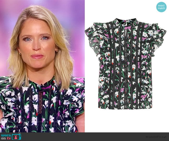 Sol floral cotton-blend top by Veronica Beard worn by Sara Haines on The View