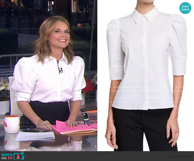 WornOnTV: Savannah’s white puff sleeve blouse on Today | Savannah ...