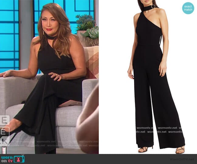 Tie neck Asymmetric Jumpsuit by Zimmermann worn by Carrie Inaba on The Talk