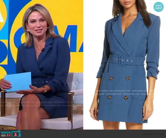 WornOnTV: Amy’s blue belted blazer dress on Good Morning America | Amy ...