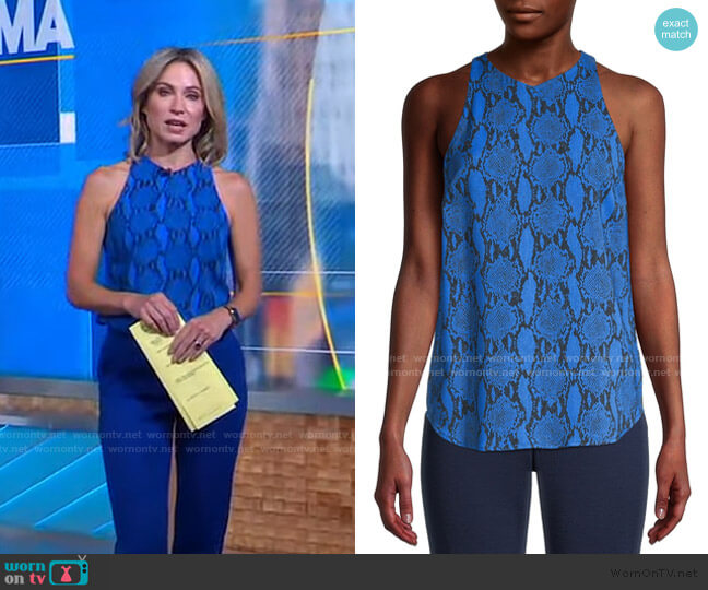 WornOnTV: Amy’s blue snake print sleeveless top on Good Morning America ...