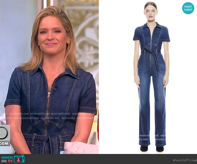 Gorgeous Collar Wide-Leg Jumpsuit by Alice + Olivia worn by Sara Haines on The View