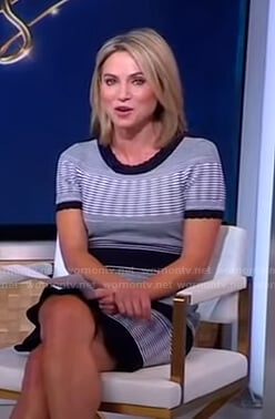 Amy’s black striped scalloped dress on Good Morning America