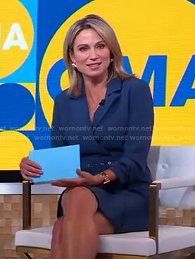 Amy's blue belted blazer dress on Good Morning America