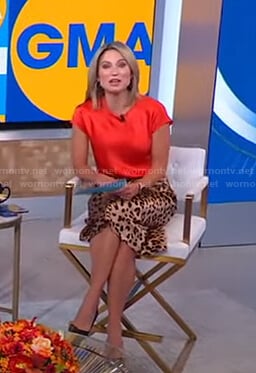 Amy’s red top and leopard print skit on Good Morning America