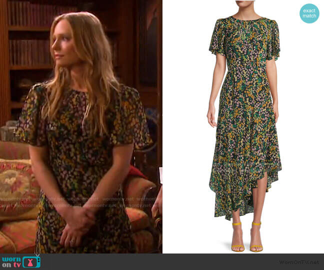 Flutter-Sleeve Asymmetrical Floral Dress by ASTR the Label worn by Abigail Deveraux (Marci Miller) on Days of our Lives