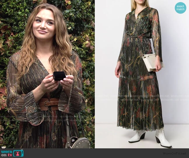 Hendrix Pleated Maxi Dress by Ba&Sh worn by Summer Newman (Hunter King) on The Young and the Restless