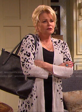 Bonnie’s grey animal print long cardigan on Days of our Lives