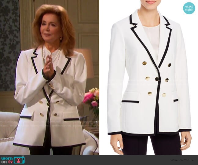 Satin-Trimmed Faux Double-Breasted Blazer by Calvin Klein worn by Maggie Horton (Suzanne Rogers) on Days of our Lives